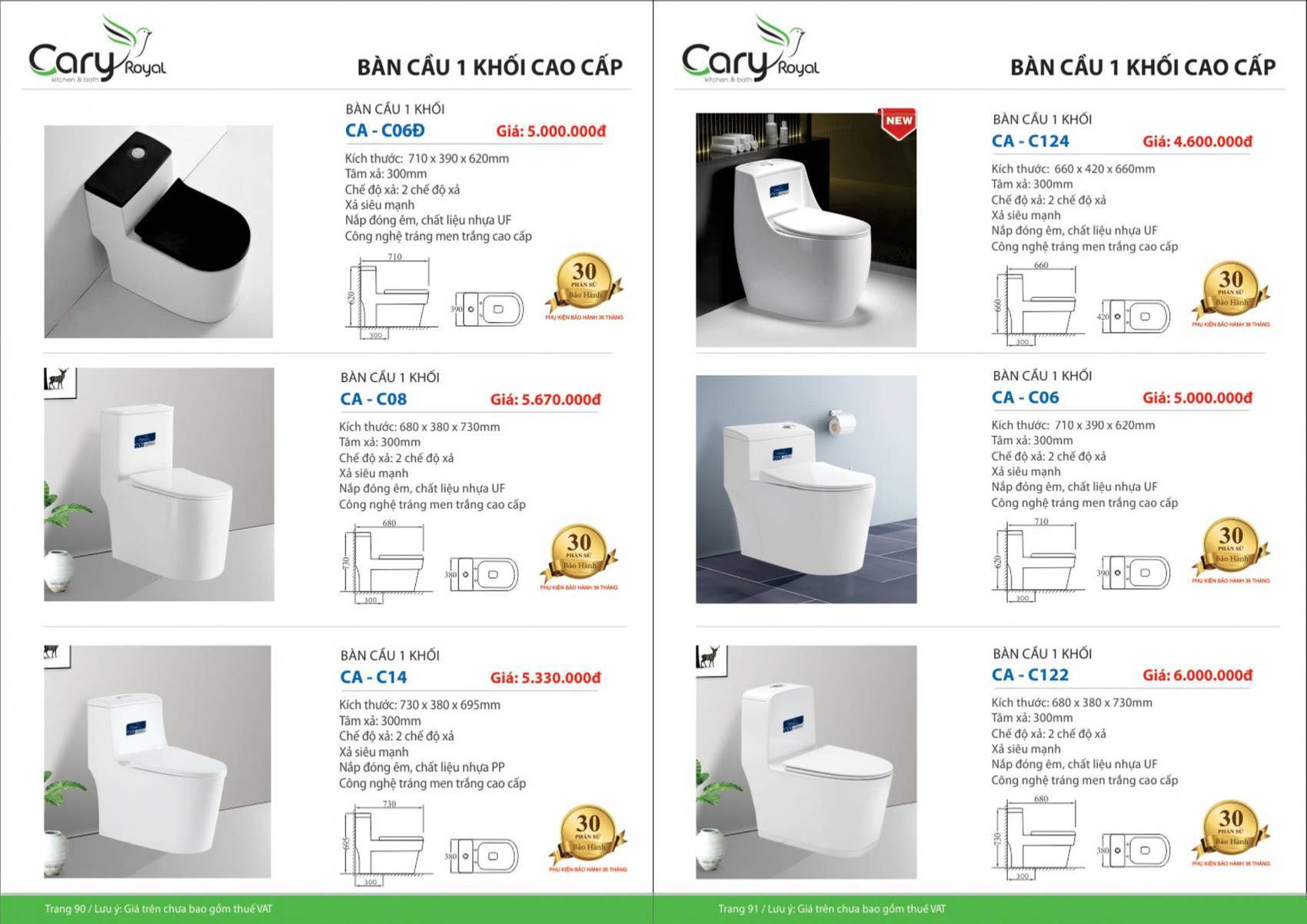 Thiết bị vệ sinh CARY ROYAL Catalogue và Bảng giá mới nhất 2025 /Page 46
